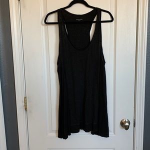 Eileen Fisher black linen racerback tunic tank top